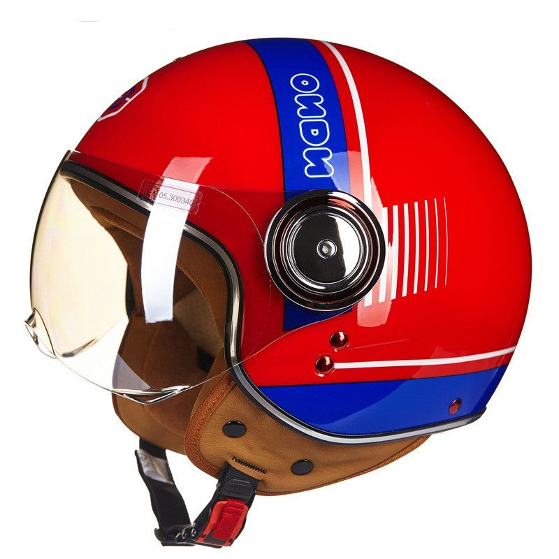 Battery Car Half Helmet Lightweight Semi-covered Retro