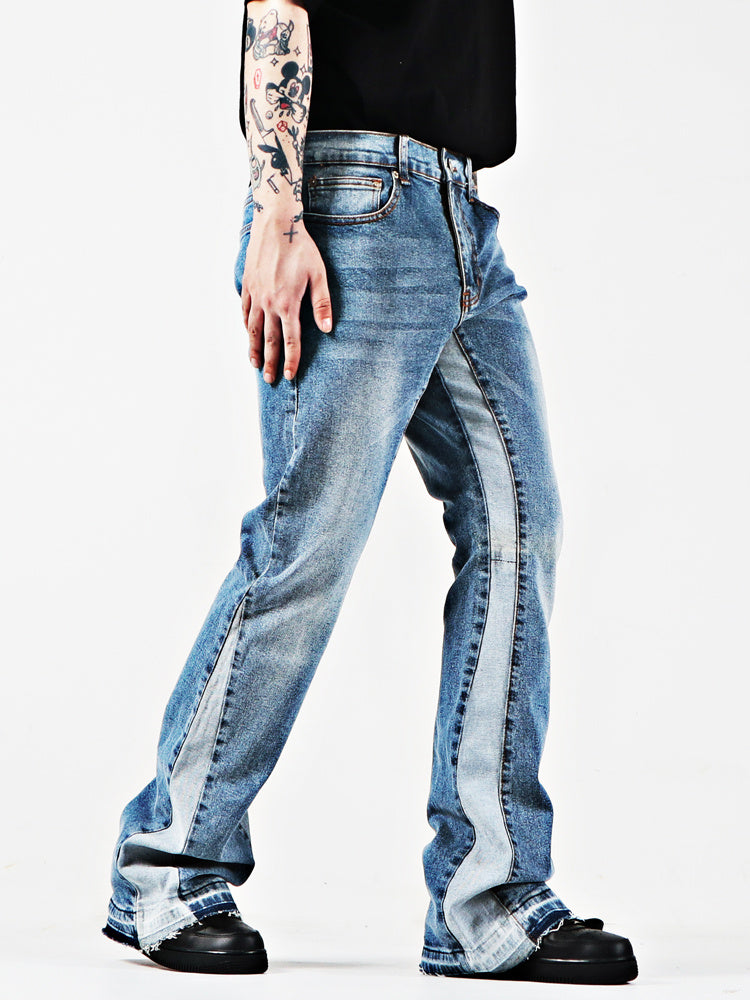 Retro Washed Loose And Slightly Elastic Flared Jeans