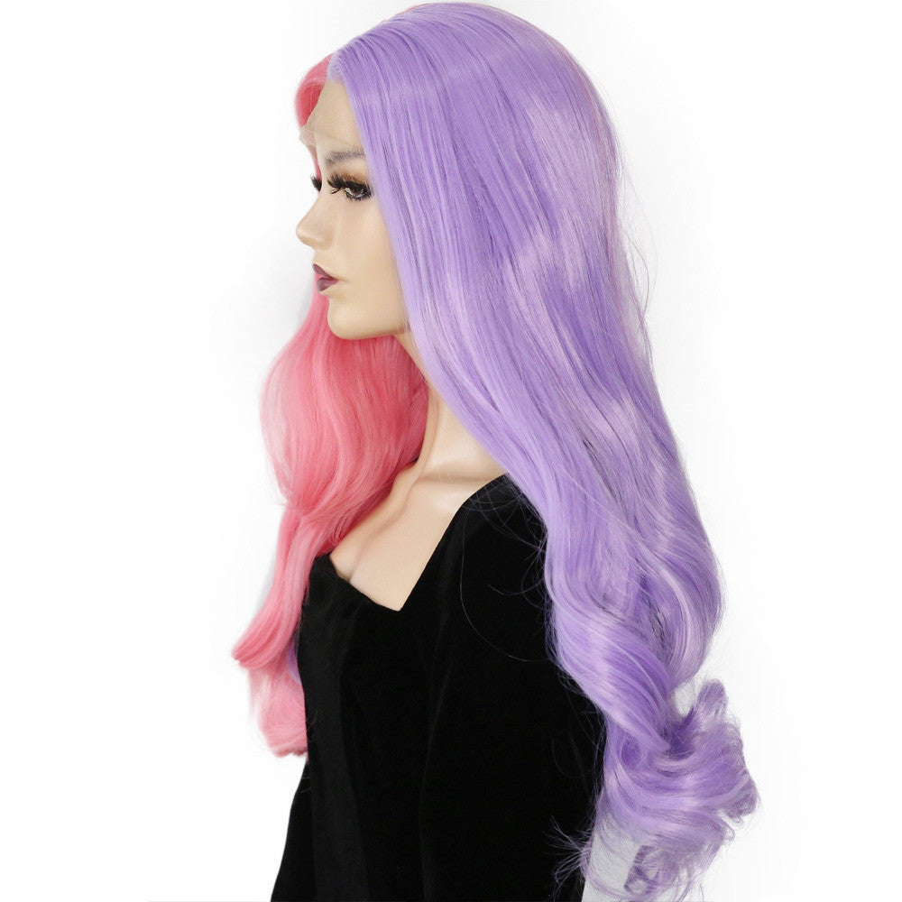 Ladies Two-tone Long Curly Hair Lace Wig