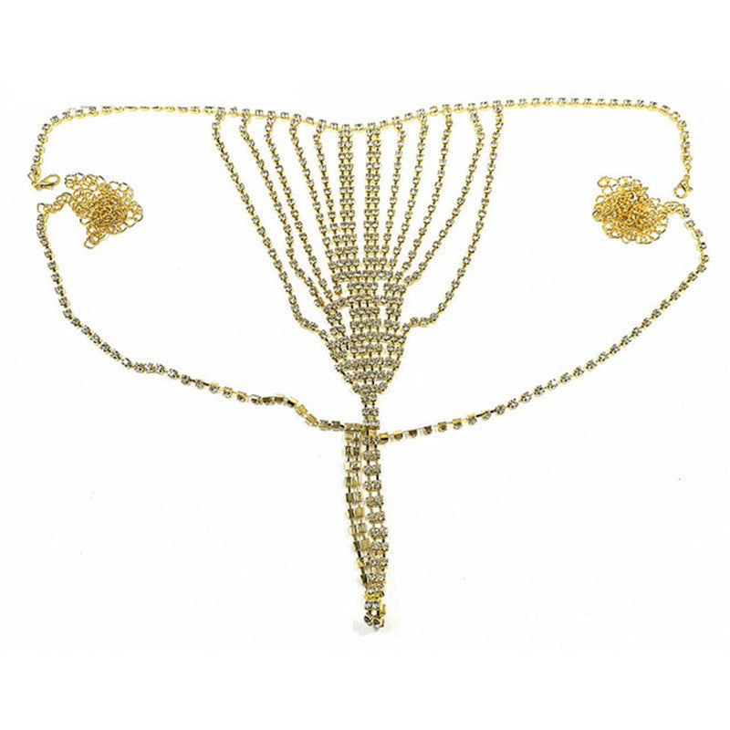 Woman Bikini Style Rhinestone Waist Chain