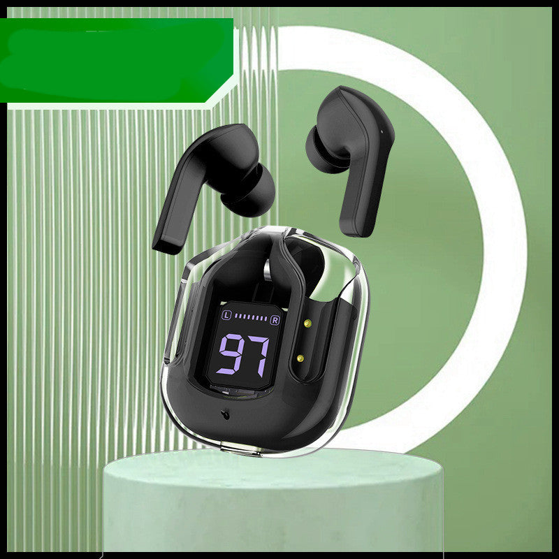 Nieuwe Mini Transparante Draadloze Bluetooth Headset Digitaal Display ENC Ruisonderdrukking Echt Draadloos Sport Muziek