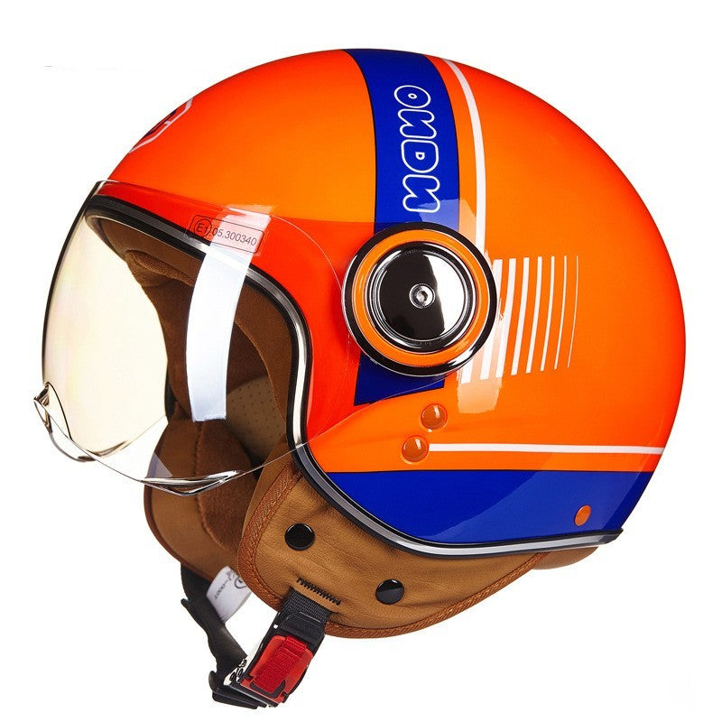 Battery Car Half Helmet Lightweight Semi-covered Retro