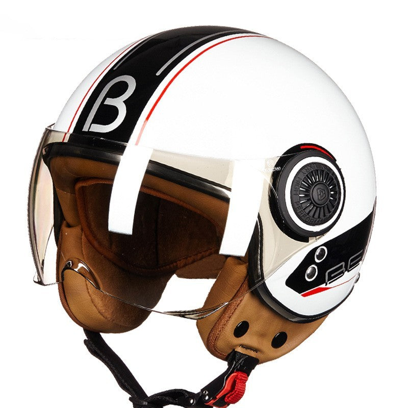 Battery Car Half Helmet Lightweight Semi-covered Retro