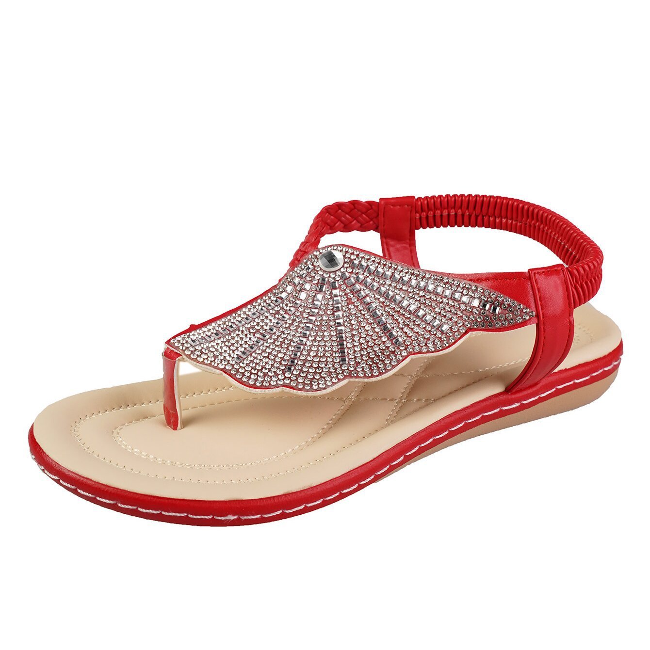 Rhinestone Shell Flip-Flops