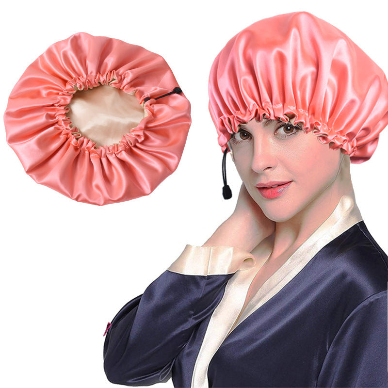 Shower Cap Soft Silk Dual-use Bath Cap Chemotherapy Cap