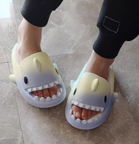 Gradient Rainbow Shark Slippers