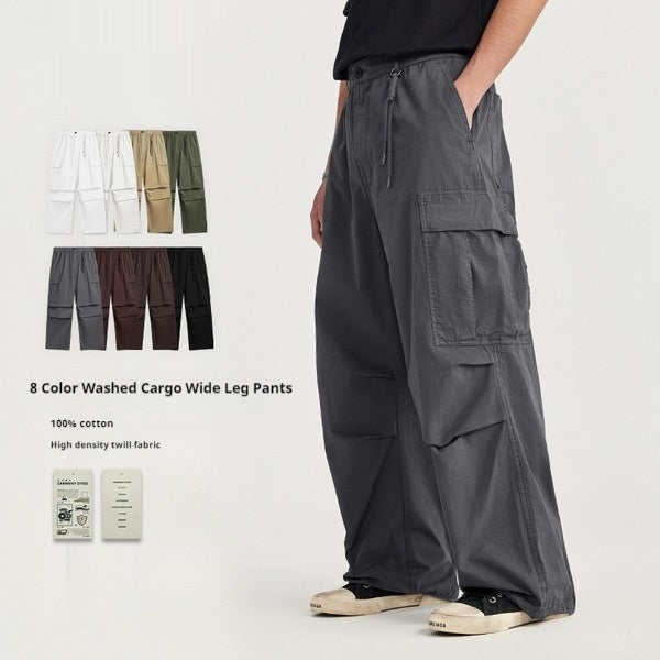 Washed Wide-leg  Multi-pocket