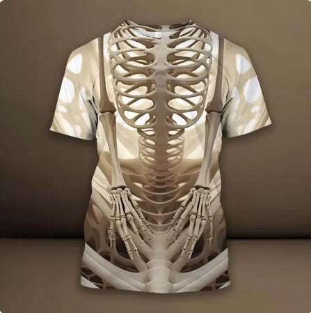 Men's 3D Skull Pattern European Hip Hop Trendy 3D Printed T-shirt