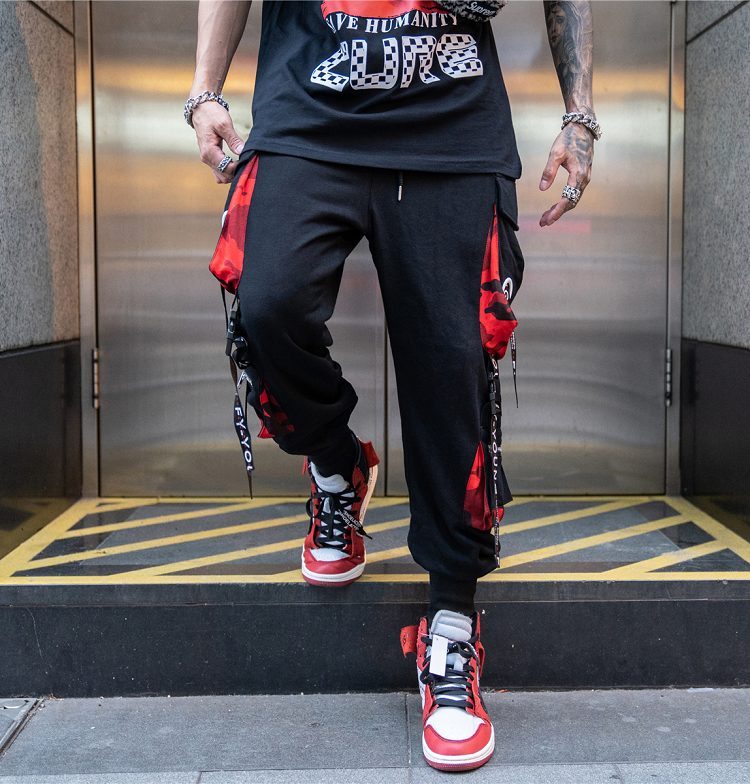 Hiphop webbing harem trousers