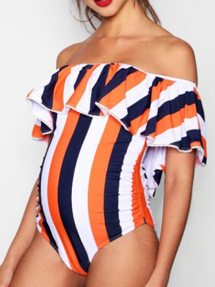 Printed plus size flashing swimsuit