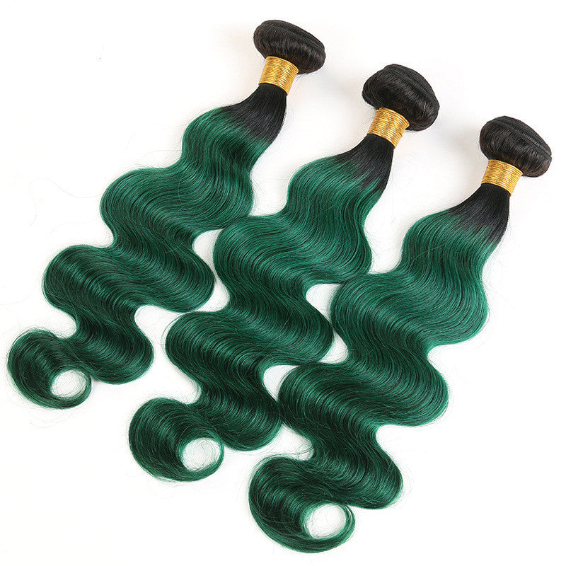 T1B groen body wave haar