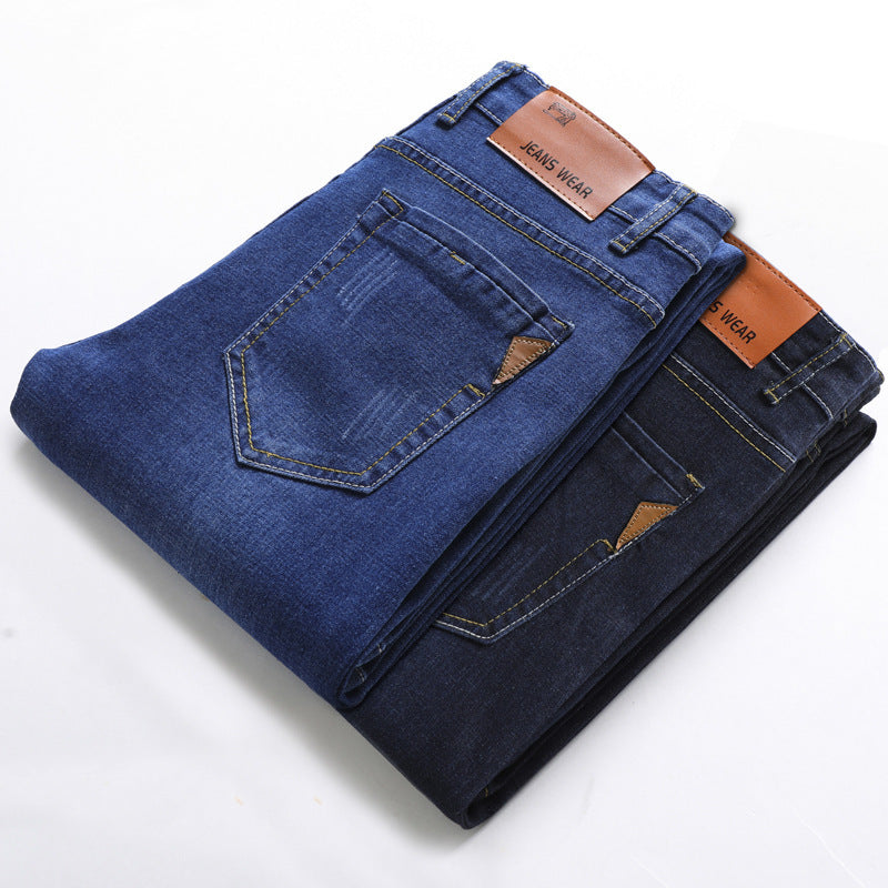 Straight Stretch Denim Trousers