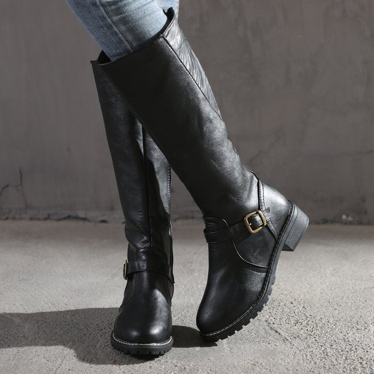 Women's long zipper boots