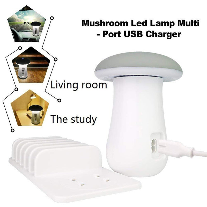 Mushroom Lamp LED Lamp Holder USB Charger Home Office Supplies