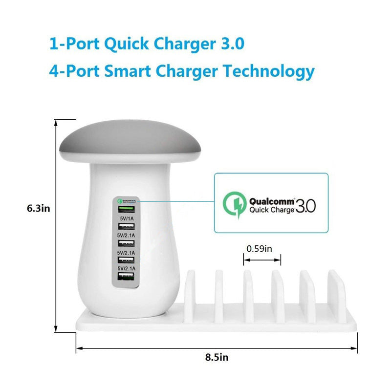 Paddenstoellamp LED-lamphouder USB-oplader Kantoorbenodigdheden voor thuis