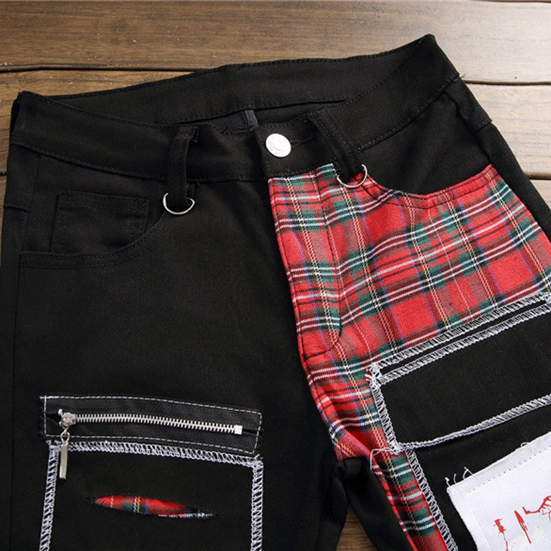 Black Printed Pants European Station Punk Casual Men's Pants