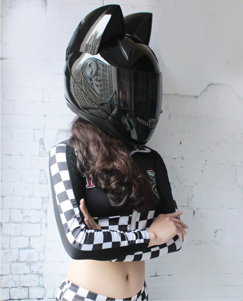 Full Helmet Locomotive Headless Rider Personality Cat Ears Full Cover