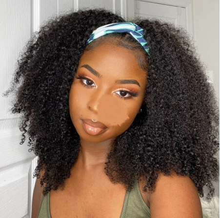 Black Non-Glue Human Hair Silk Curly Wig