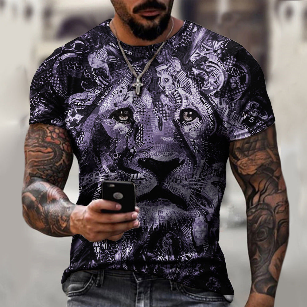 Tech Digital Lion Print T-Shirt