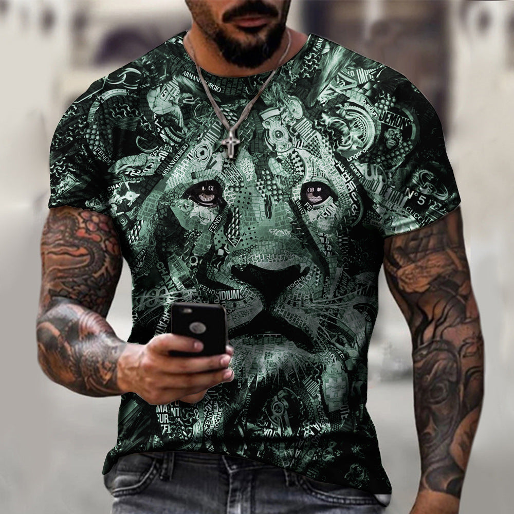 Tech Digital Lion Print T-Shirt