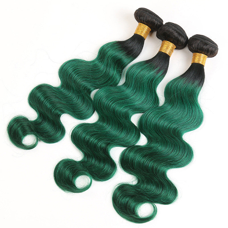 T1B groen body wave haar