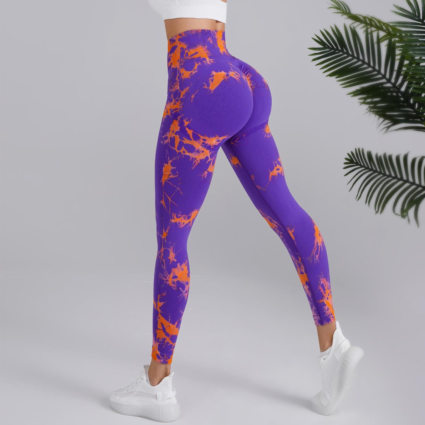 Pantalon de fitness taille haute tie-dye bicolore