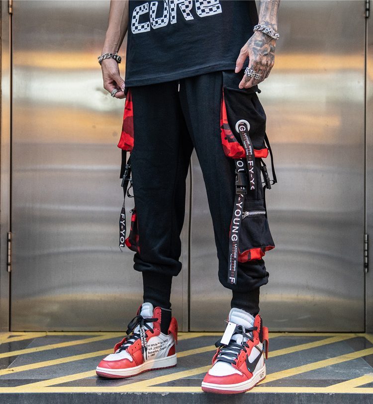 Hiphop webbing harem trousers