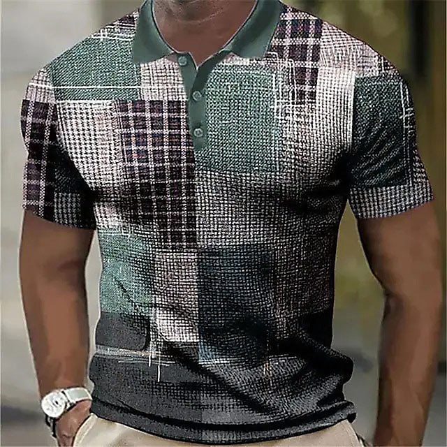 Heren Polo Golf Shirt Outdoor Casual 3D Kleur Matching Geometrische Print