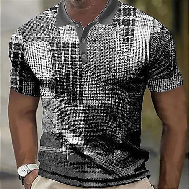 Heren Polo Golf Shirt Outdoor Casual 3D Kleur Matching Geometrische Print