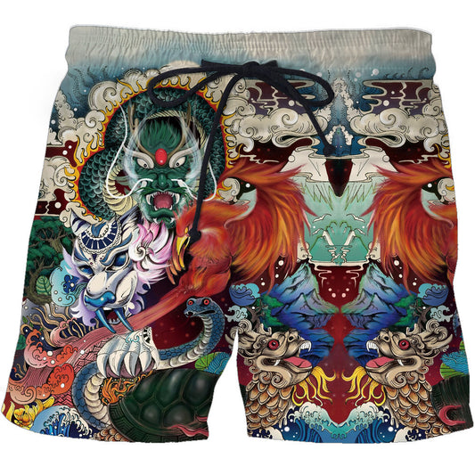 3D-geprinte shorts met leeuwenpatroon