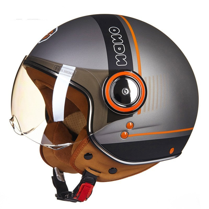 Battery Car Half Helmet Lightweight Semi-covered Retro