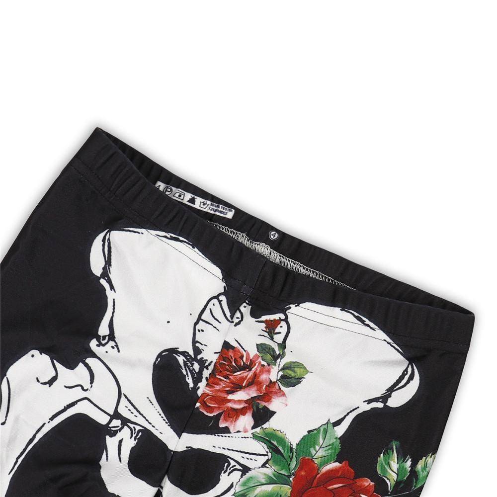 Pantalon imprimé tête de mort rose 3D pour femme