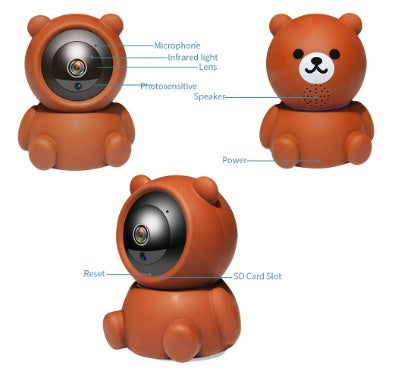 Bear Camera1080P Wifi IP-camera Automatische tracking IR Nachtzicht Beveiligingscamera voor thuis