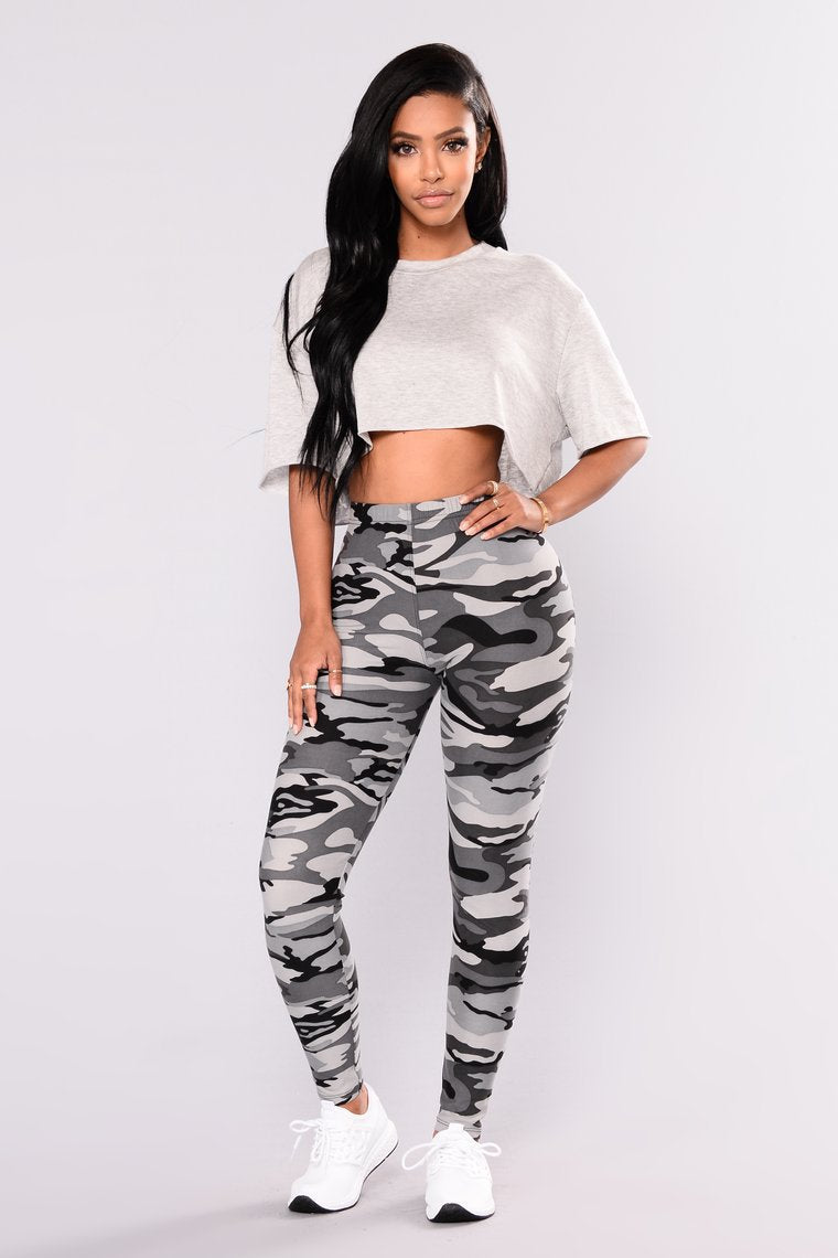 Camouflage bedrukte grijze casual leggingbroek