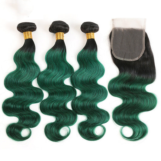 T1B groen body wave haar