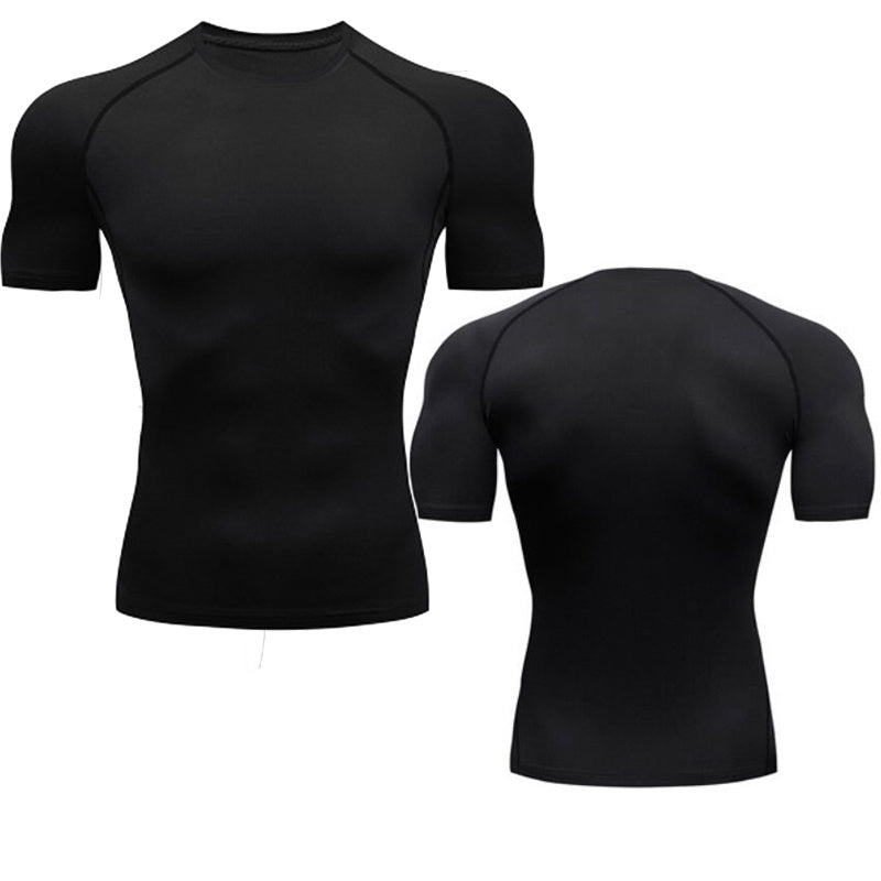 Men's Fitness Short Sleeve Sports Running Tight Round Neck T-shirt