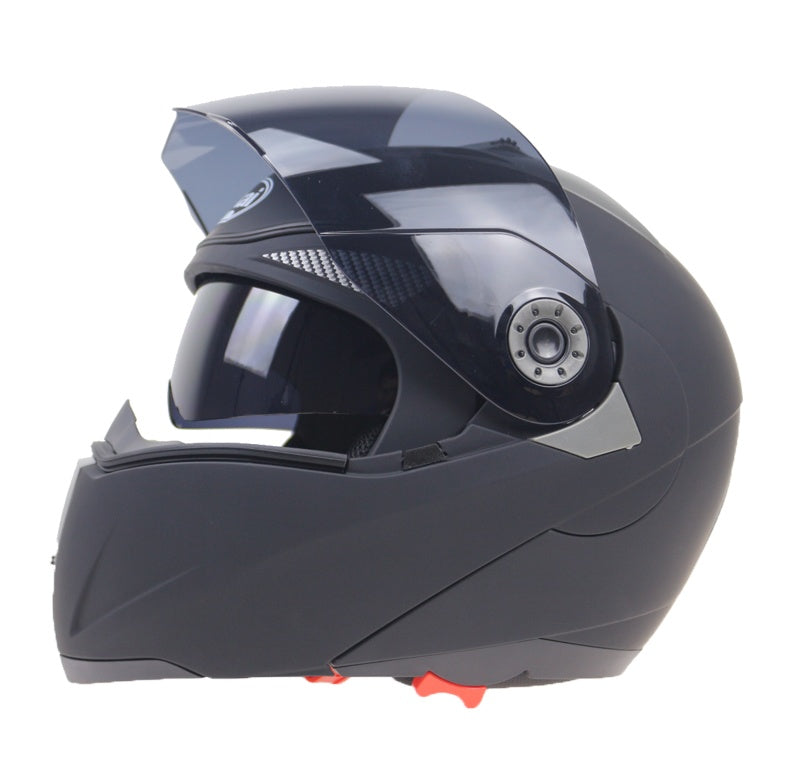 Double lens anti-fog face helmet