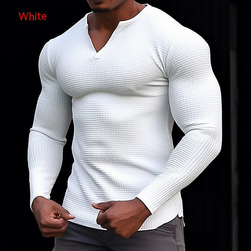 V-neck T-shirt Top Holiday Long Sleeve Casual