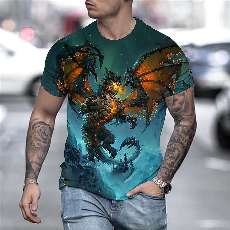 Animal Dragon Print Short Sleeve