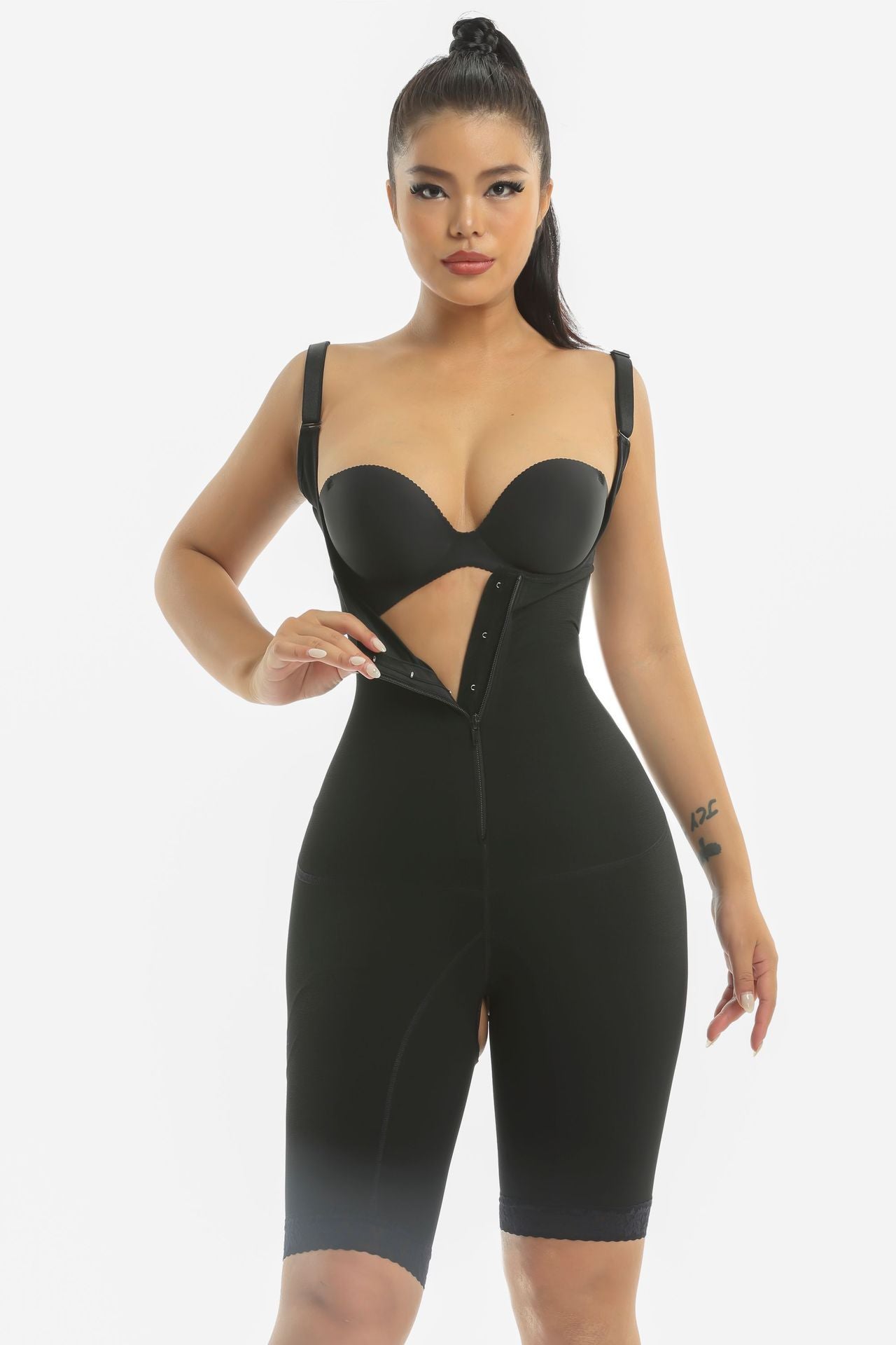 Crotch Zipper Plus Size Bodysuit