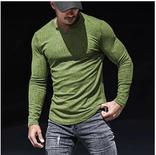 V-neck T-shirt Top Holiday Long Sleeve Casual