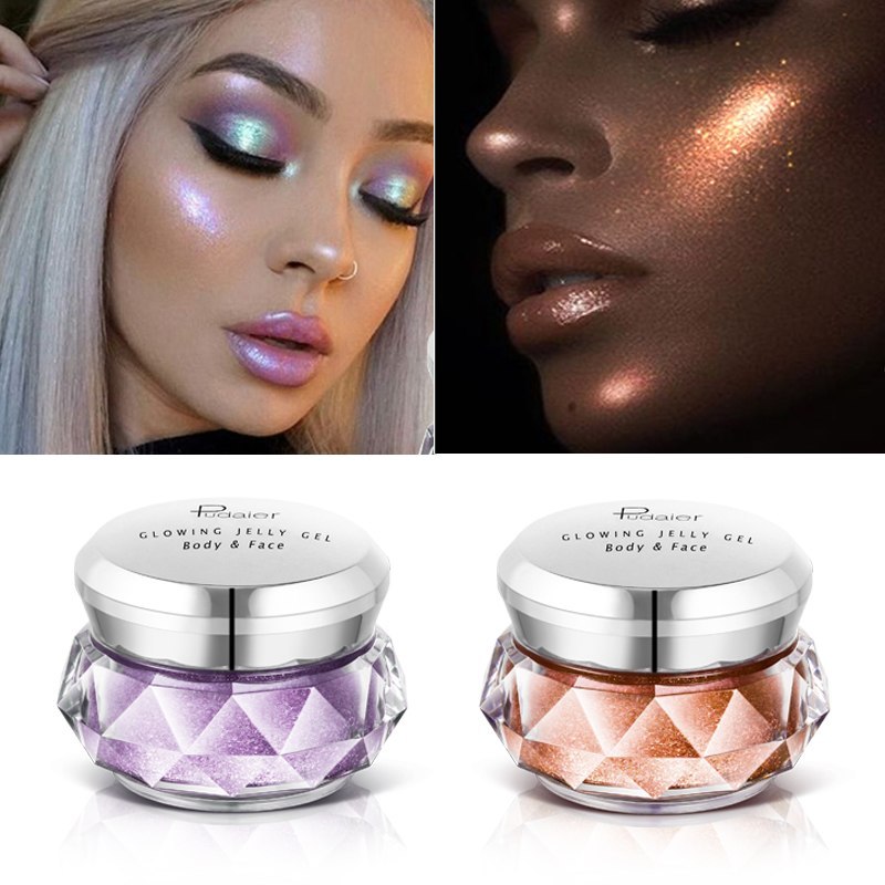 Gezichtshighlighter Jelly Gel Mermaid Oogschaduw Glow Body Glitter Festival Make-up Iluminador Gold Vloeibare highlighter Bronzer