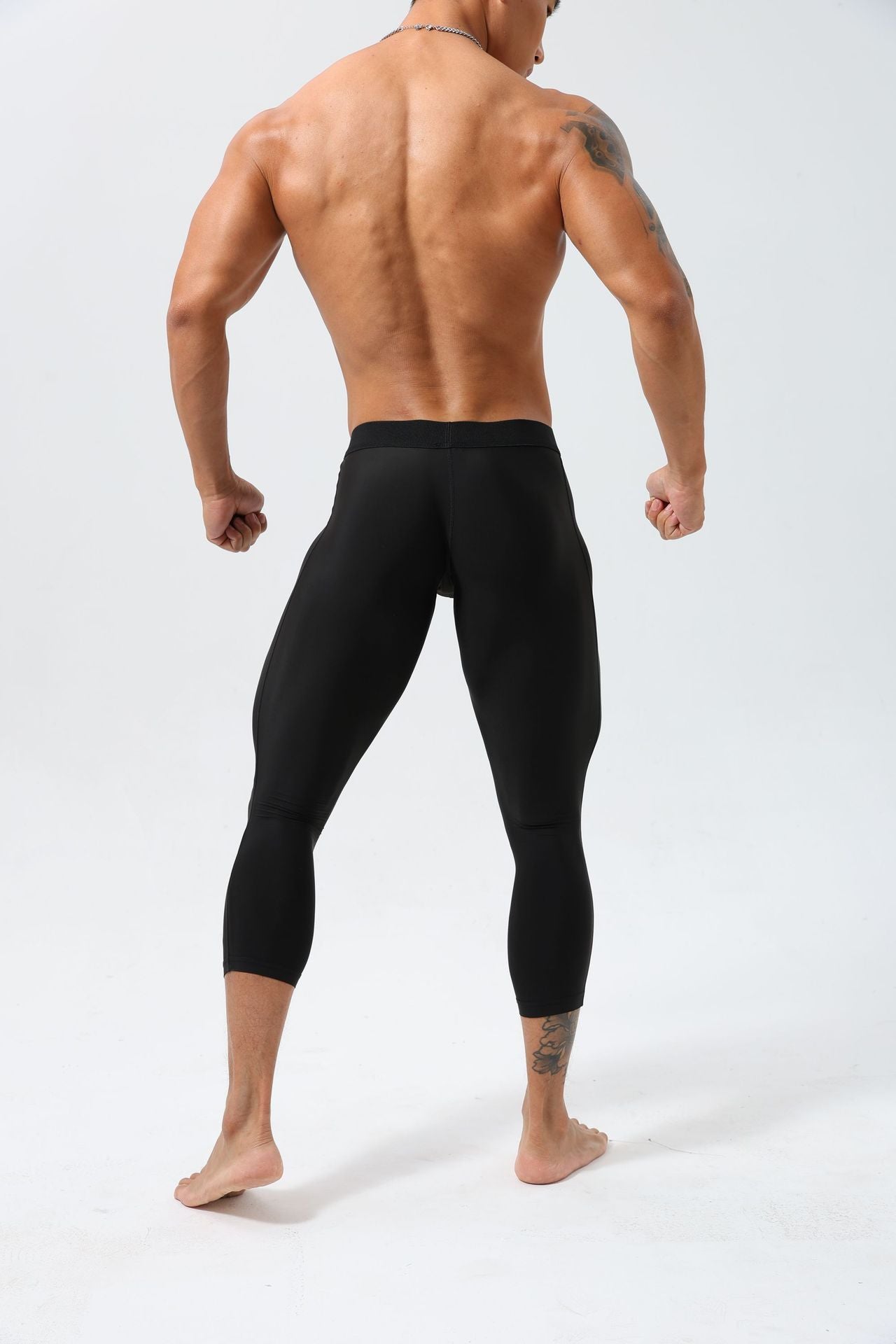 Hoge elastische nylon fitness strakke trainingsbroek