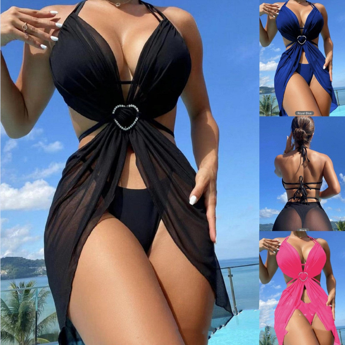 Halter Neck Split Swimsuit