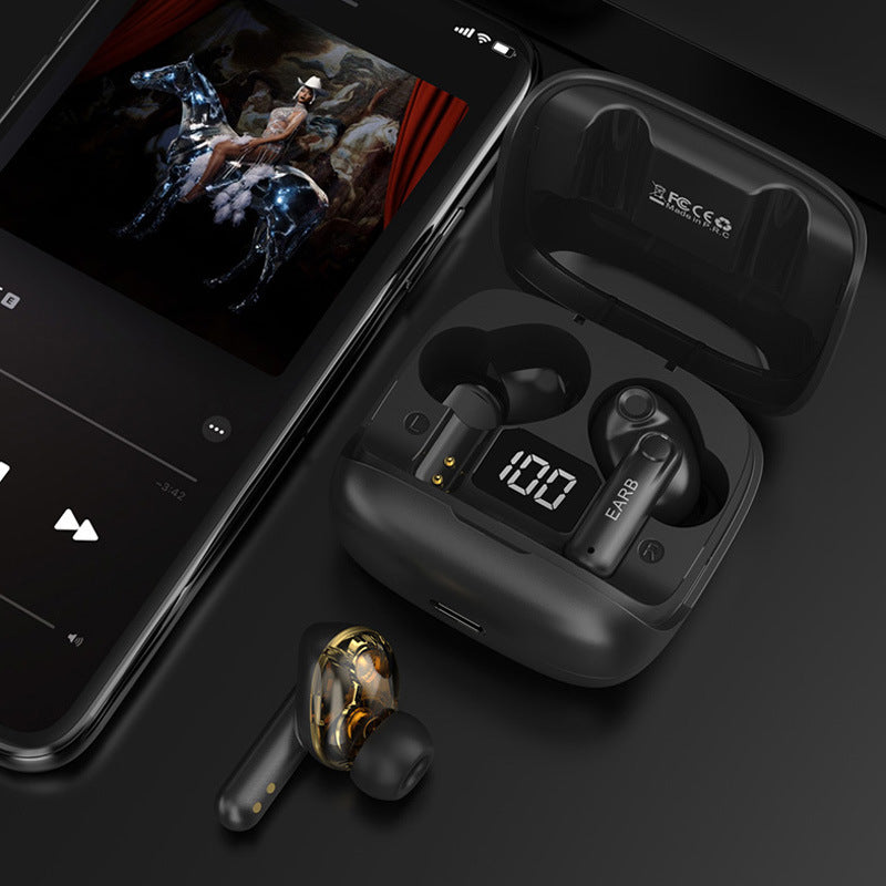 Nieuwe Mini Transparante Draadloze Bluetooth Headset Digitaal Display ENC Ruisonderdrukking Echt Draadloos Sport Muziek