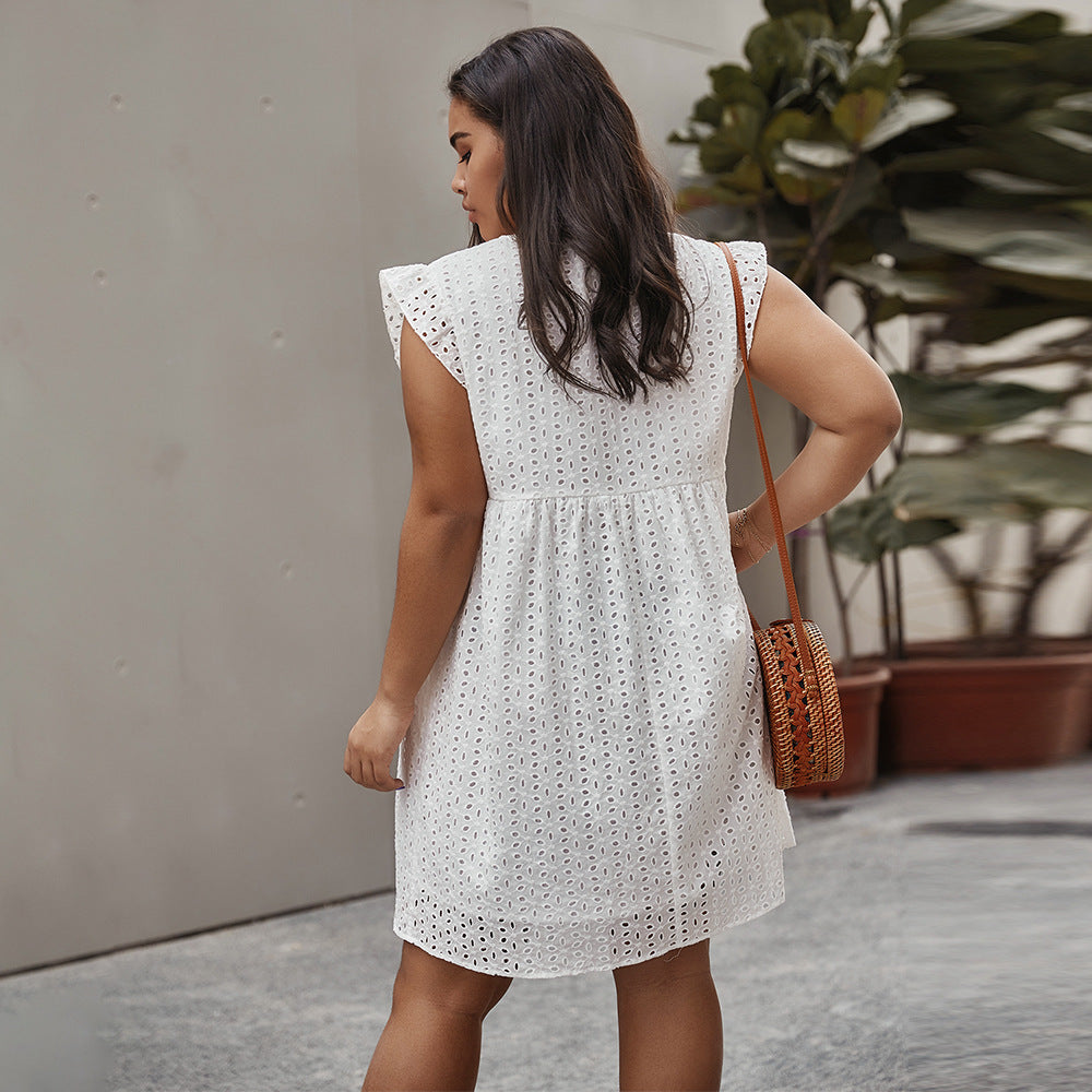 Summer plus size cutout dress