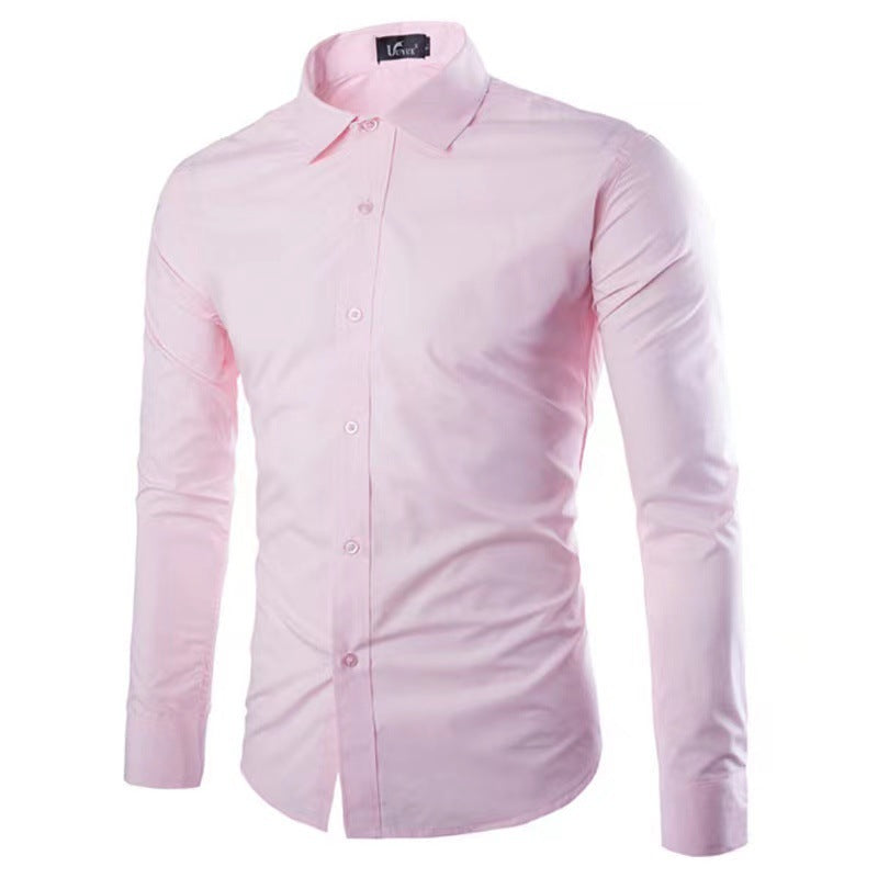 Casual Polo Collar Ironing Free Long Sleeves Shirt For Men