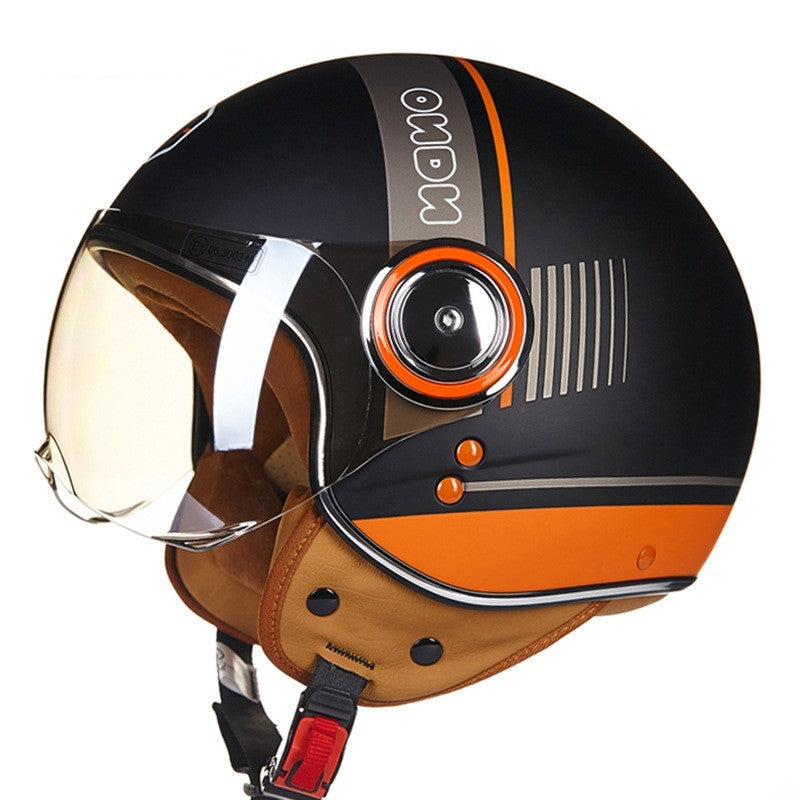 Battery Car Half Helmet Lightweight Semi-covered Retro