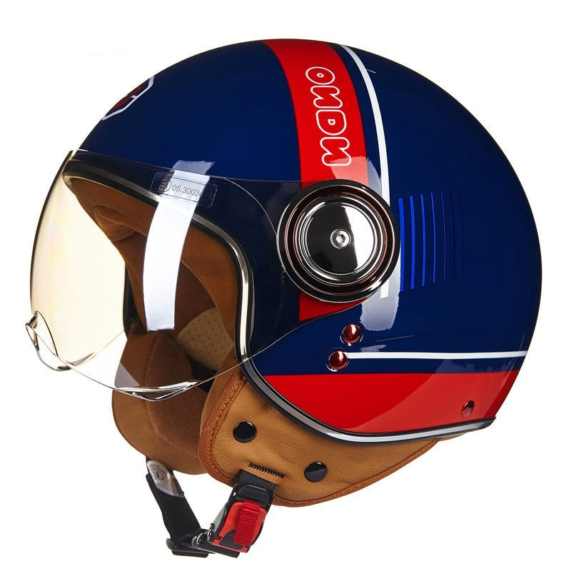 Battery Car Half Helmet Lightweight Semi-covered Retro