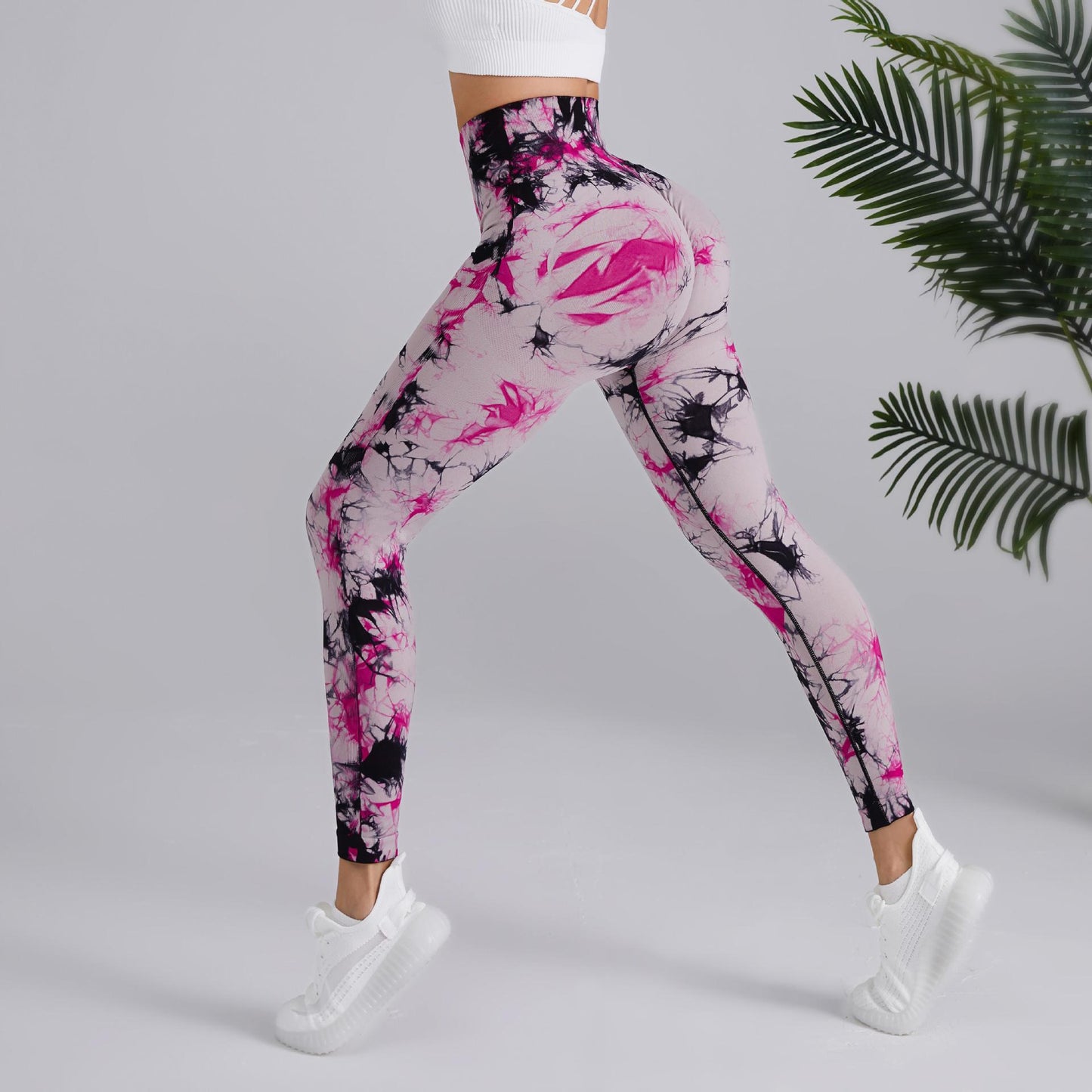 Pantalon de fitness taille haute tie-dye bicolore